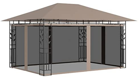 Willood Pavillon mit Moskitonetz 4x3x2,73 m Taupe 180 g/m²