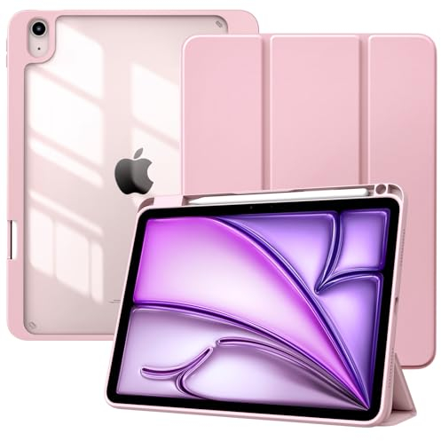 TiMOVO Hülle für iPad Air 11 Zoll (M3/M2-2025/2024), iPad Air 5/4 Hülle (2022/2020) 10,9, Schutzhülle mit Stifthalter, Schlank Ständer Schutzhülle mit Klar Rückseite, Rosa