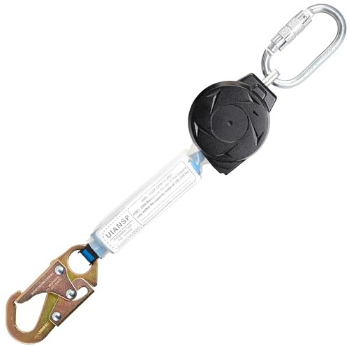 11FT Self Retracting Lifeline Fall Protection Retractable Safety Lanyard Rectracting Lifeline Personal Fall Arrest Protection ANSI Self Retractable Gear for Roofing Construction(Small Hook)