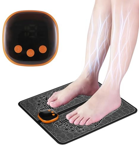 JIZZU EMS Massaggiatore Piedi Portatile, 8 Modalità e 19 Intensità Massaggiatore Plantare per Alleviare il Dolore Plantare, Migliorare la Circolazione, Rilassamento Muscolare