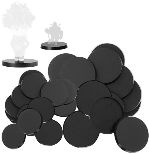 Onlvmyur 30 Pieces Round Acrylic Bases Miniature Figures Display Base Model Hobby Bases for Board Games Wargames (25mm and 50mm)