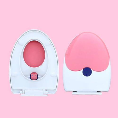 Familien-Toilettensitz mit Absenkautomatik, integrierter Kindersitz, Töpfchentraining, 2-in-1-Toilettensitz mit einfacher Befestigung oben, ovaler V-/D-förmiger Toilettendeckel (Rosa, V-förmig)