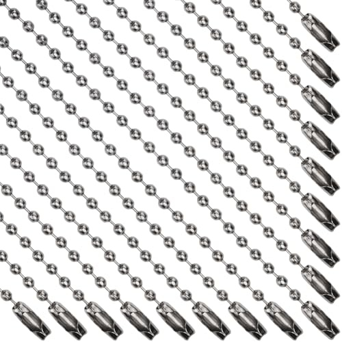 SOFPLATE 1 Box 100Pcs 4/10cm 2mm Stainless Steel Short Beaded Ball Chain Necklace Bulk Gunmetal Key Chains Adjustable Metal Beads Dog Tag Chains with Connector for Jewelry Making Keychain DIY Crafts