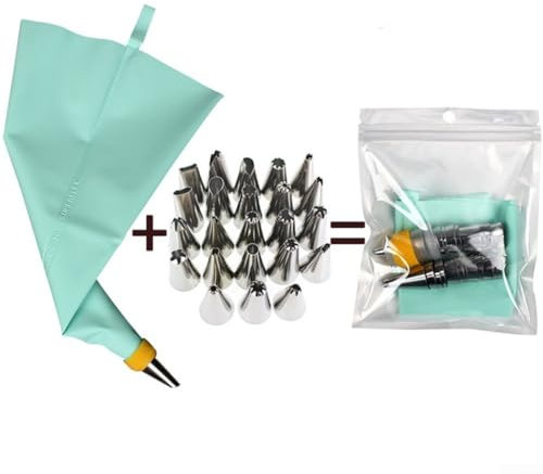 5026 beccucci per tubazioni con sacchetto in silicone riutilizzabile per tutte le esigenze di cottura (26 pezzi)