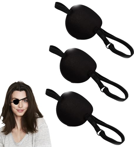 3 Stück Augenklappe Medizinisch Erwachsene, Eye Patches, Augenklappe Kinder, medizinisch verstellbare medizinische Augenklappe für Amblyopie/Strabismus und Erholung nach Operationen (schwarz)