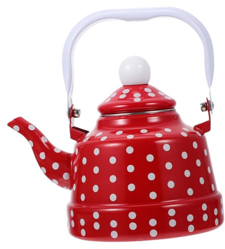 Cabilock Emaillierter Wasserkocher Für Herd Vintage Teekanne Aus Emaille Retro Kessel Zum Erhitzen Von Tee Oder Kaffee Geeignet Für Induktionsherd Und Gasherd