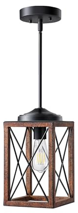 Retro Hängelampe mit Batterie und Fernbedienung,Ohne Stromanschluss Hängelampen Winkelverstellung möglich,E26 Pendelleuchte aus Metall mit wiederaufladbarer LED-Lichtquelle,Für die Küche,Bauernhaus.