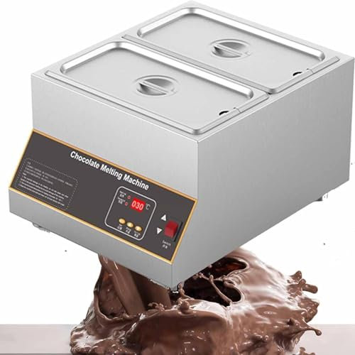 Templadora de chocolate profesional de 500 W, fundidora de chocolate, temperatura de acero inoxidable, horno de fusión de sobremesa de 0 a 95 °C para calentar leche con crema de chocolate,2tank