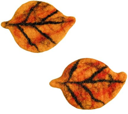 GDBZS 17 * 11,5CM 3/6PCS Blatt handgefertigte Wolluntersetzer, hitzebeständige, saugfähige Getränkeuntersetzer, nachhaltige Wohndekoration, dekoratives Geschirr