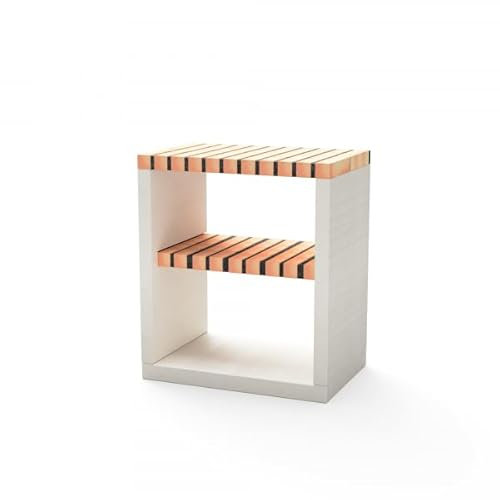 MOVELAR - Bancada Nola para Barbacoa de Obra Prefabricada (Blanco, naranja - 70 x 47 x 47 cm) - Uso en Exteriores
