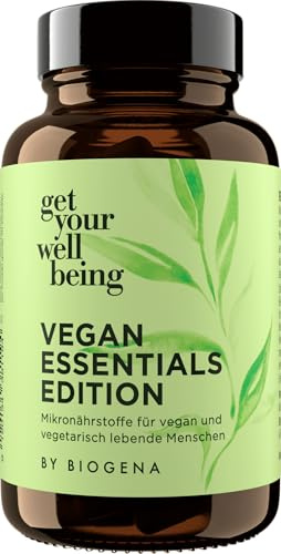 get your wellbeing by BIOGENA - Vegan Essentials, 60 Kapseln | Mit Multivitaminen, Eisen, Jod & Moringa Extrakt, Konservierungsstofffrei