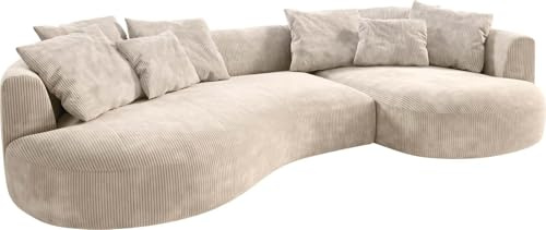 DELIFE Sofa Edina Cord Beige 330x170 cm