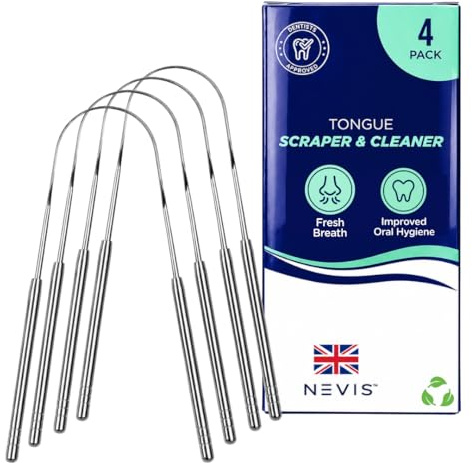 NEVIS Gratte-langue pour adultes – Lot de 4 options pour une hygiène buccale supérieure
