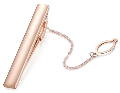 HONEY BEAR herr slipsnål stång med kedja – 5,4 cm normal storlek för företag bröllopspresent, 5,4 cm, 5.4cm, koppar, Ingen ädelsten