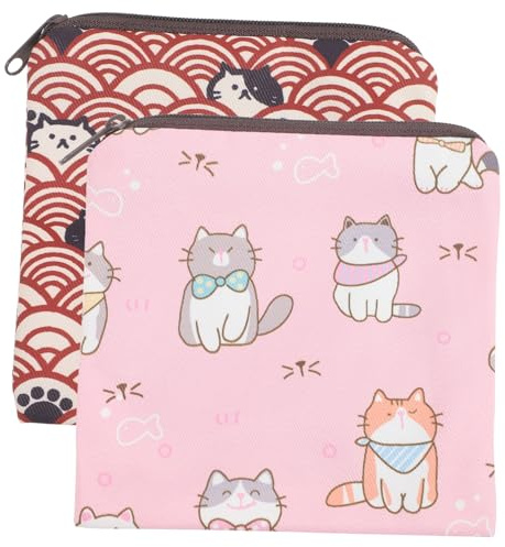 SAFIGLE 1set Portable Sanitary Napkin Bag Menstrual Pad Pouch Durable Storage for Feminine Products Convenient Travel Design for Women 2pcs