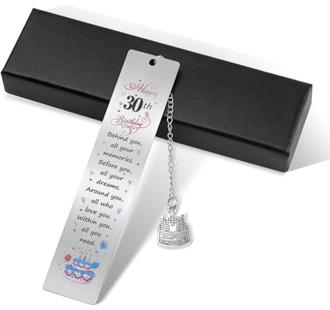 Metal Bookmarks for Women Men Best Friend Husband Wife Grandma Grandpa,Behind You All Your Memories,Before You All Your Dreams,Colored Birthday Book Mark (30th)