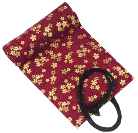 YISENJEE Funda Enrollable Para Cepillo Estuche Enrollable De Lona Para Lápices, Estuche Enrollable De Algodón Con Diseño De Flor De Cerezo Jindouyun-Red Cherry Blossoms-12 Holes