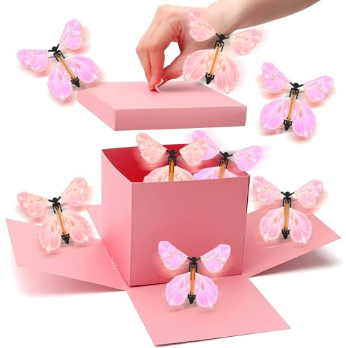Caja sorpresa de explosión de mariposa, caja de regalo de mariposas voladoras, caja sorpresa para el día de San Valentín, cumpleaños, Navidad, Día de la Madre