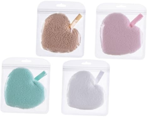 Gatuida Wiederverwendbare Herz Abschminkpads aus Schwamm 4 Stück zur Make Up Entfernung und Ölaufnahme für Unterwegs und Camping