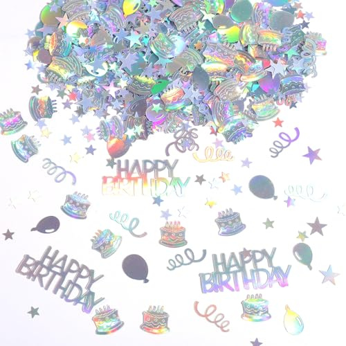 Birthday Confetti for Table, Glitter Happy Birthday Confetti Metallic Colorful Party Confettis for DIY Crafts Festive Table Anniversary Party Decorations