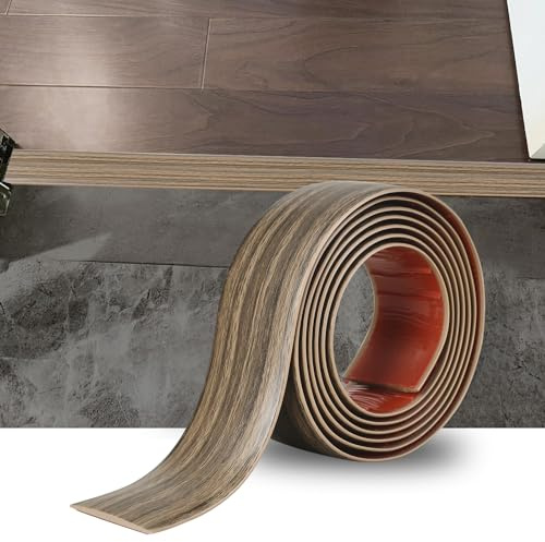 2M PVC Floor Transition Strip Laminate Floor Cover Strips Self Adhesive PVC Floor Door Divider Strip Flat Laminate Profile Flooring Edge Trim Joining Strip Door Bar(5cm,Dark Brown Wood Grain)