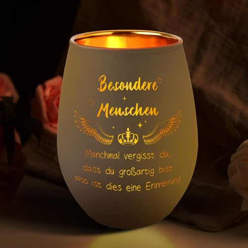 Geschenke für Frauen, Windlicht Glas mit Gravur für Frauen, Geschenk Teelichthalter mit Gravur, EIN herzerwärmendes Geschenk zum Valentinstag für Muttertag, Geburtstag