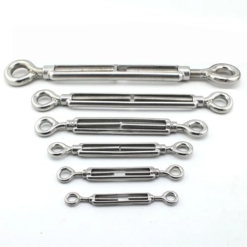 Turnbuckle Wire Tensioner, M4 To M14 Wire Tensioner 304 Stainless Steel Eye & Eye Turnbuckle Wire Rope Tension Tightener Garden Wire Tensioner(M12)