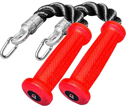 FourRoar Corde Triceps Pack 2 Unités avec Poignée Ergonomique Antidérapante Unilatérale | Corde Musculation Poulie Évite la Pression sur Les Mains | Poignée pour Triceps avec Mousqueton