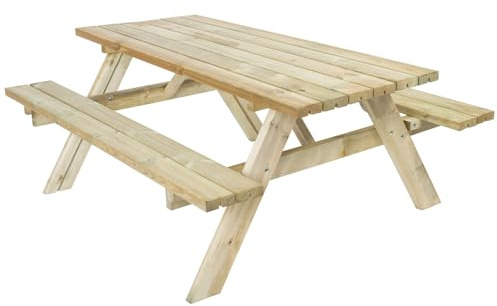 VOSS.garden Picknickbank 177 x 153 x 76cm, Picknicktisch, Holzbank, Sitzbank, Gartenbank, Sitzgarnitur, Brettstärke 45mm