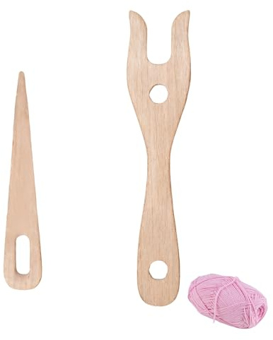 2 Stück Strickgabel,Handgefertigte Strickgabel aus Holz,Strickgabel für Kinder,Strickwerkzeuge DIY Webwerkzeuge,Gabel Typ Holzwebernadeln für Kreatives Weben,Armband Halskette Geflochtene Werkzeuge
