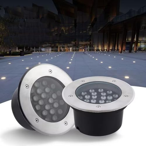 GUODDM Outdoor Buried Lights - Ground LED Landscape Lamp, AC85-265V LED Round Flood Light, IP67 Waterproof Recessed Floor Light Spotlight, for Garden Yard Construction(Warm White,18W(85-265v))