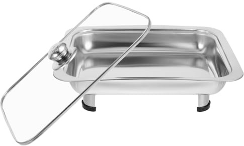 Cabilock Plateau De Service Pour Buffet Rectangulaire 40x25 Cm Acier Inoxydable Avec Couvercle Transparent Pieds Renforcés Protection Aliments Usage Cantine Restauration Professionnel