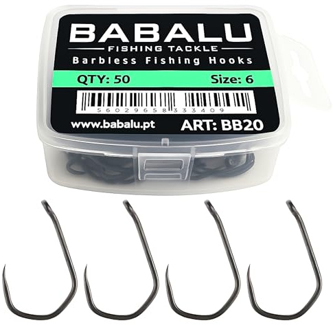 Anzuelos de Pesca BB20 50 Unidades Sin Rebarba de Acero de Alto Carbono (#4)