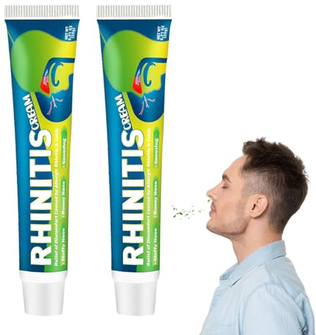 2 Pcs Nasal Cream, Nasal Moisturiser for Dry Nose, Cream for Sore Inside Nose, Gentle Formula for Nasals Cleanse, Blocked Noses Care, 2 * 20g