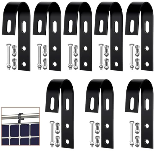 Kamtop Balkonkraftwerk Halterung, 8 Stück Verstellbare Solarpanel Halterung Balkon, 304 Edelstahl Universelle PV Modul Haken für Balkon, Geländer, Dach | 8X Universal PV Modul Halterung Haken, Solarmodul Halterung Solarpanel für Balkon, Geländer, Dach