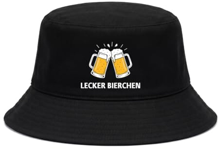 Bluelves Fischerhut Damen, Anglerhut Herren, Lustige Hüte für Festival Accessoires, Schwarz Mallorca Sommerhut mit Spruch, Malle Bucket Hat Festivalhut für Herren Damen