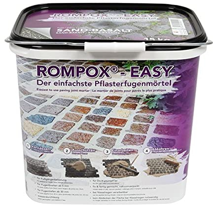ROMPOX® - EASY 1K Pflasterfugenmörtel 15 kg - Sand-Basalt - 1-komponentig für leichte Belastung - für eine feste & saubere Pflasterfuge