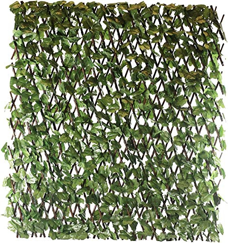 GOLDBEARUK Decorative Trellis - Articifial Leaves Garden Screen - 1m X 2m - Balcolny Privacy Expandable Hedge (Single Piece)
