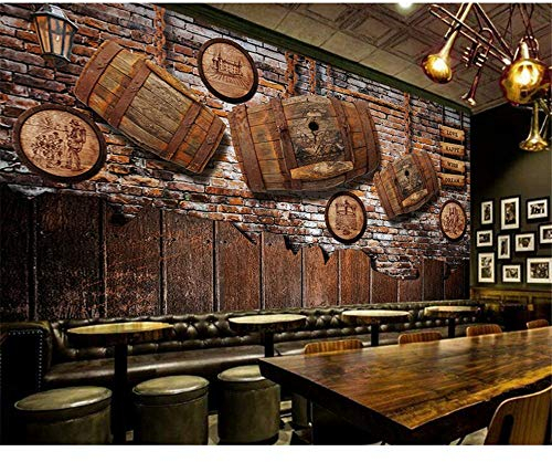 Rureng Weinkeller Fototapete Retro Vintage Wein Holz Bar Ktv Dekoratives Wandbild Hotel Restaurant Wein Shop Wallpaper-350X250Cm