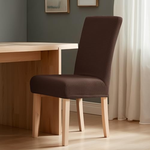 Deconovo Stuhlüberzug für Bürostuhl Stuhlüberzug husse Stuhlabdeckung Stuhlbezug 45x45x60 cm Dunkelbraun 4 Stück