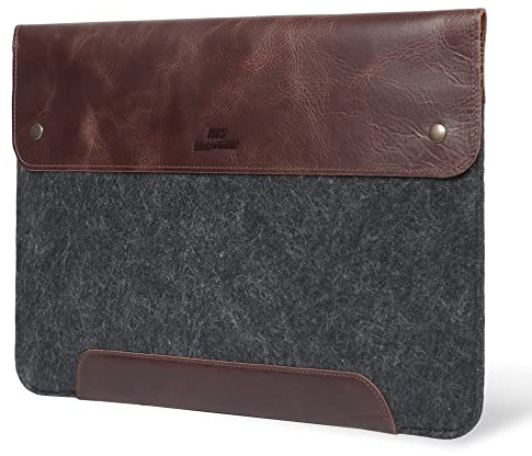MegaGear MacBook Tasche aus echtem Leder & Fleece, Hülle für MacBook Pro 14 (M5, M4, M3, M2, M1) & MacBook Air 13.6, 13 (M5, M3, M2, M1) - Braun 13-14 Zoll, 2020-2026