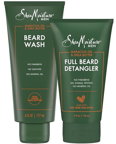 SheaMoisture Beard Care Set – Beard Wash & Full Beard Detangler with Shea Butter & Maracuja Oil, Gifts for Men (2 Piece Set)