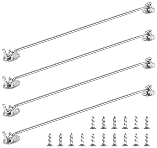 Haisheng 4 Stück Sturmhaken Windhaken Edelstahl Kabinenhaken Solider Lang 16 Zoll Fensterhaken Öse Riegel Tor riegel Helter Locking Türschloss Fenster Fang mit Schrauben für Tor Fenster Hangartor 40cm
