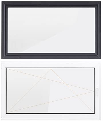 Bastion Fenster Kellerfenster 1 Flügel Dreh-Kipp 2-fach Verglasung RC2 BA außen anthrazit/innen weiß 70 mm Profil (1000 x 600 mm Links)