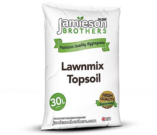 Peat Free Lawnmix Top Soil & Lawn Dressing 30L - Enriched Soil Ideal For Laying Turf, Sowing New Grass Seed, Lawn Feed, Levelling, Loam Based and Screened - By Jamieson Brothers