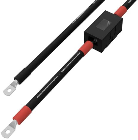 Offgridtec Batteriekabel mit MIDI-Sicherungshalter, M8 Ringterminal zu vorgestrebtem Drahtende, vormontiertes Stromkabel für Solaranlagen, Laderegler & Wechselrichter, Überstromschutz (1,5 m, 10 mm²)