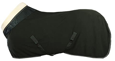 QHP Fleecedecke Abschwitzdecke Brilliance Kragen mit Wollimitat und Satin (115 cm, deep Forest)