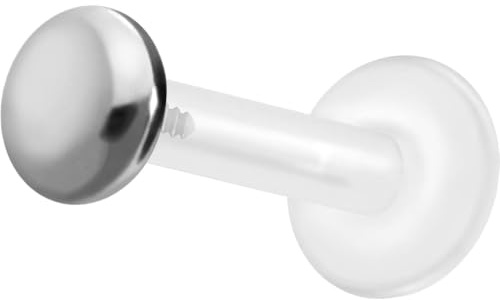 PIERCINGLINE PTFE Labret mit Innengewinde TITAN AUFSATZ SCHRAUBDISC FLACH Piercing Lippe Nase Ohr Helix Tragus Medusa Farb & Größenauswahl