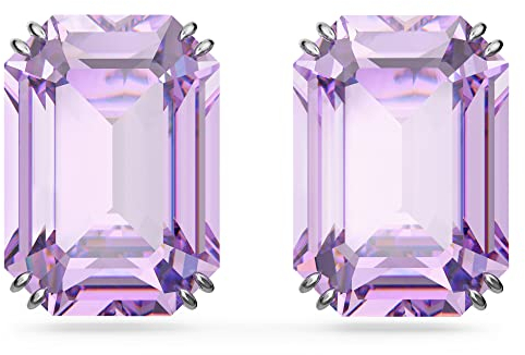 Swarovski Millenia Orecchini a Lobo, con CristalliSwarovski a Taglio Ottagonale, Placcati in Tonalità Rodio, Viola