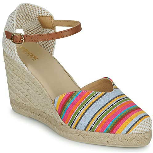 Geox D Gelsa, Espadrille Wedge Sandal Mujer, Multicolor Camel, 38 EU